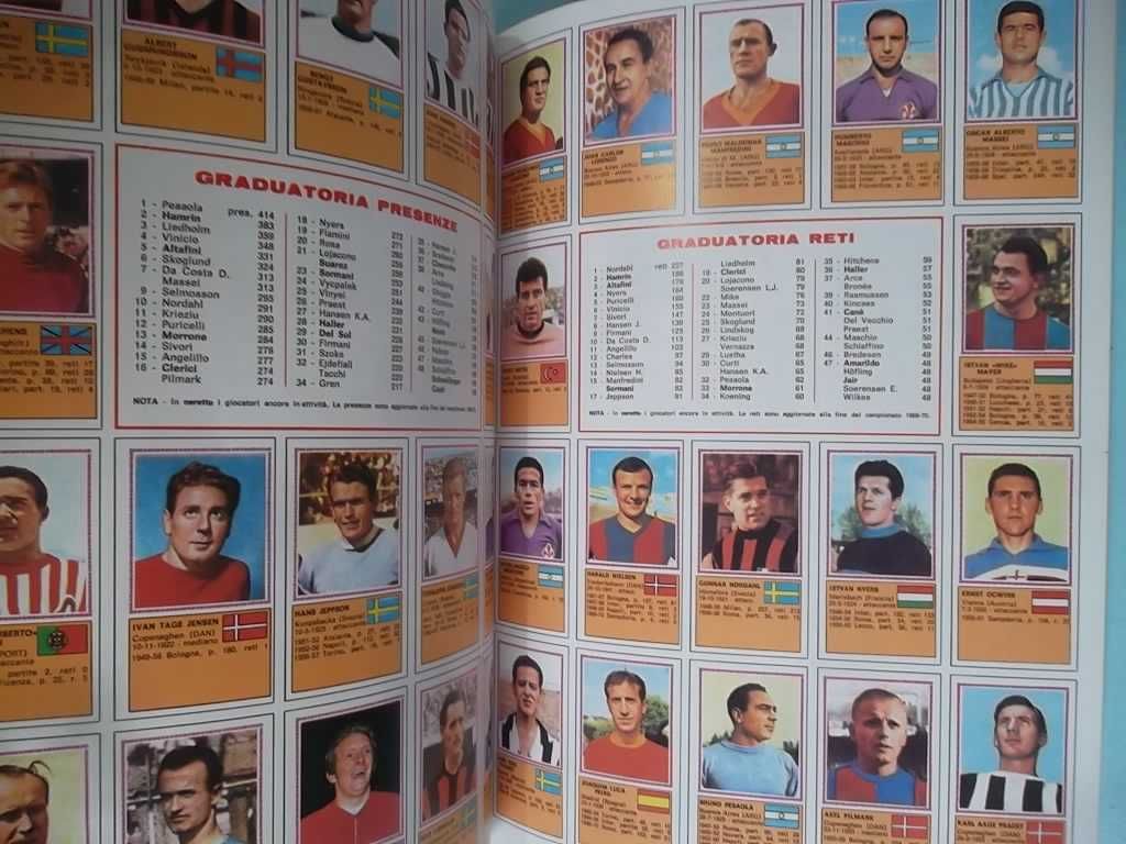 Caderneta italiana 1970/71 Panini - reprodução "anastatic"