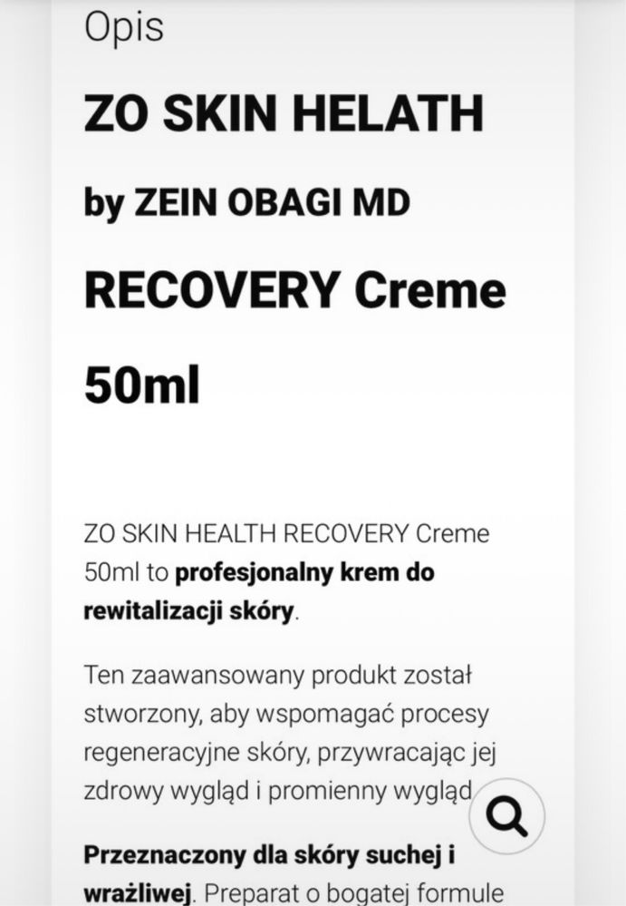 Krem Recovery Creme ZO by Zein Obagi NOWY