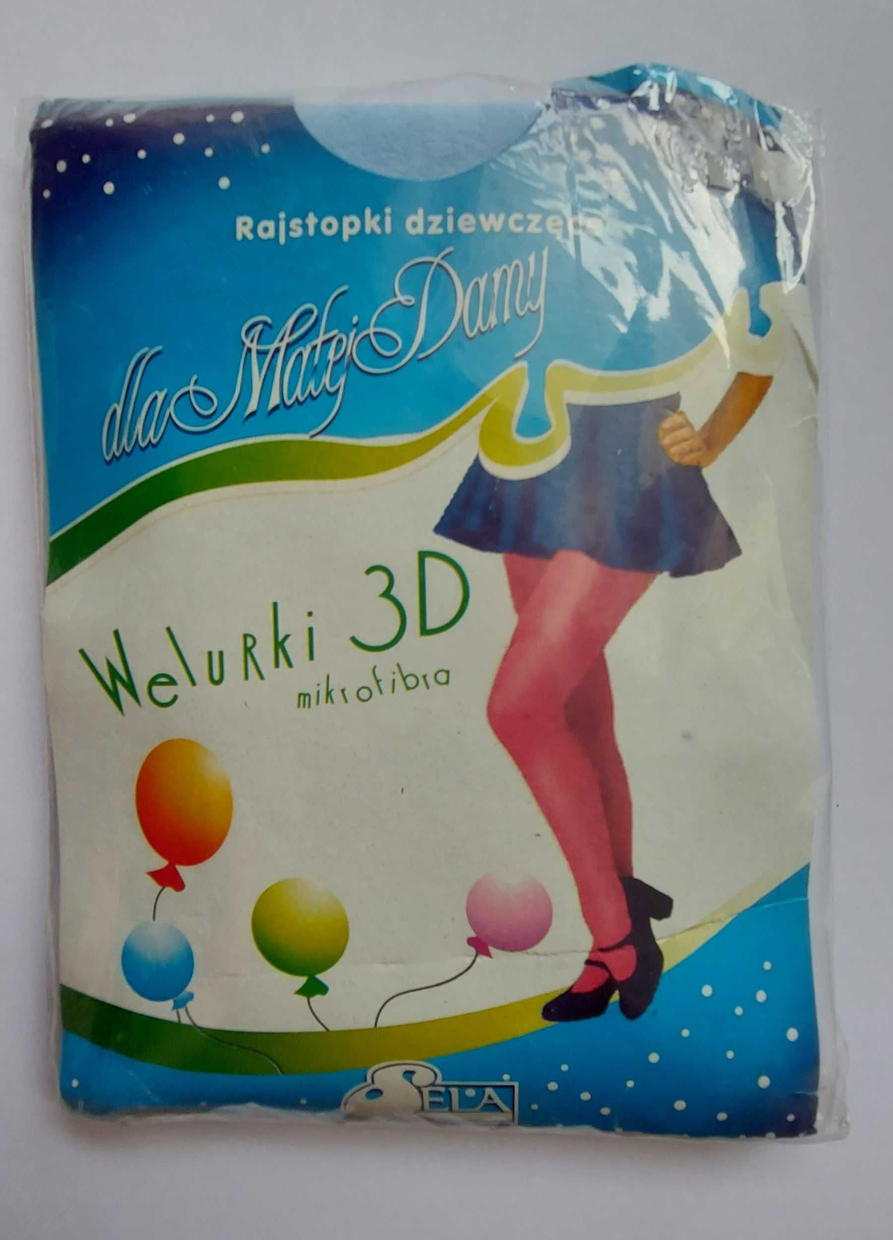 Rajstopy welurki 3d niebieskie Sela r 128-140