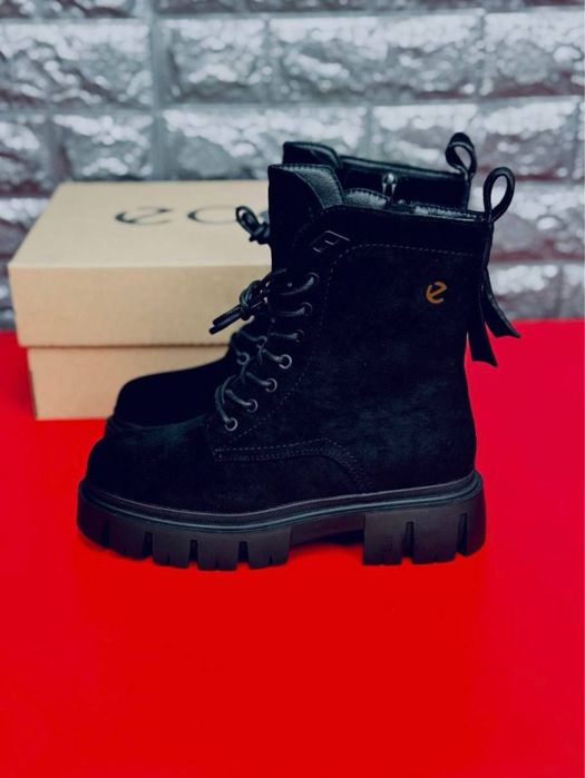 Ботинки ECCO замшевые зимние / недорогие женские ботинки купить зима