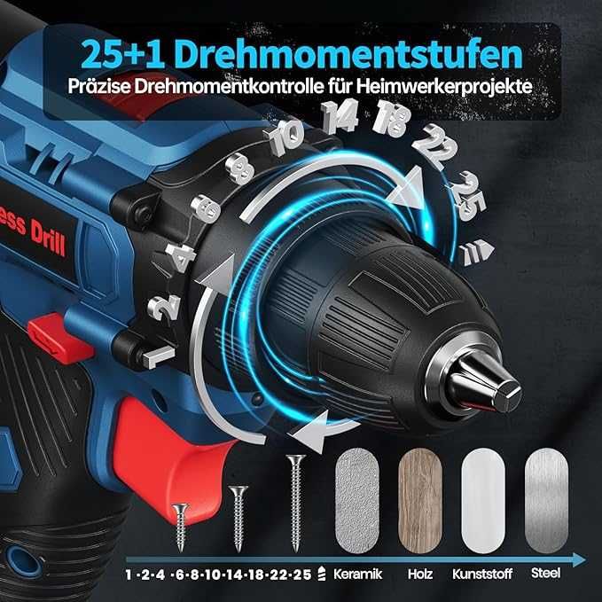 Wkrętarka akumulatorowa, 20 V, z 2 akumulatorami i 87 akcesoriami