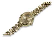 Złoty Okrągły Zegarek Włoski Damski 14K 585 Geneve Piękny lw074y