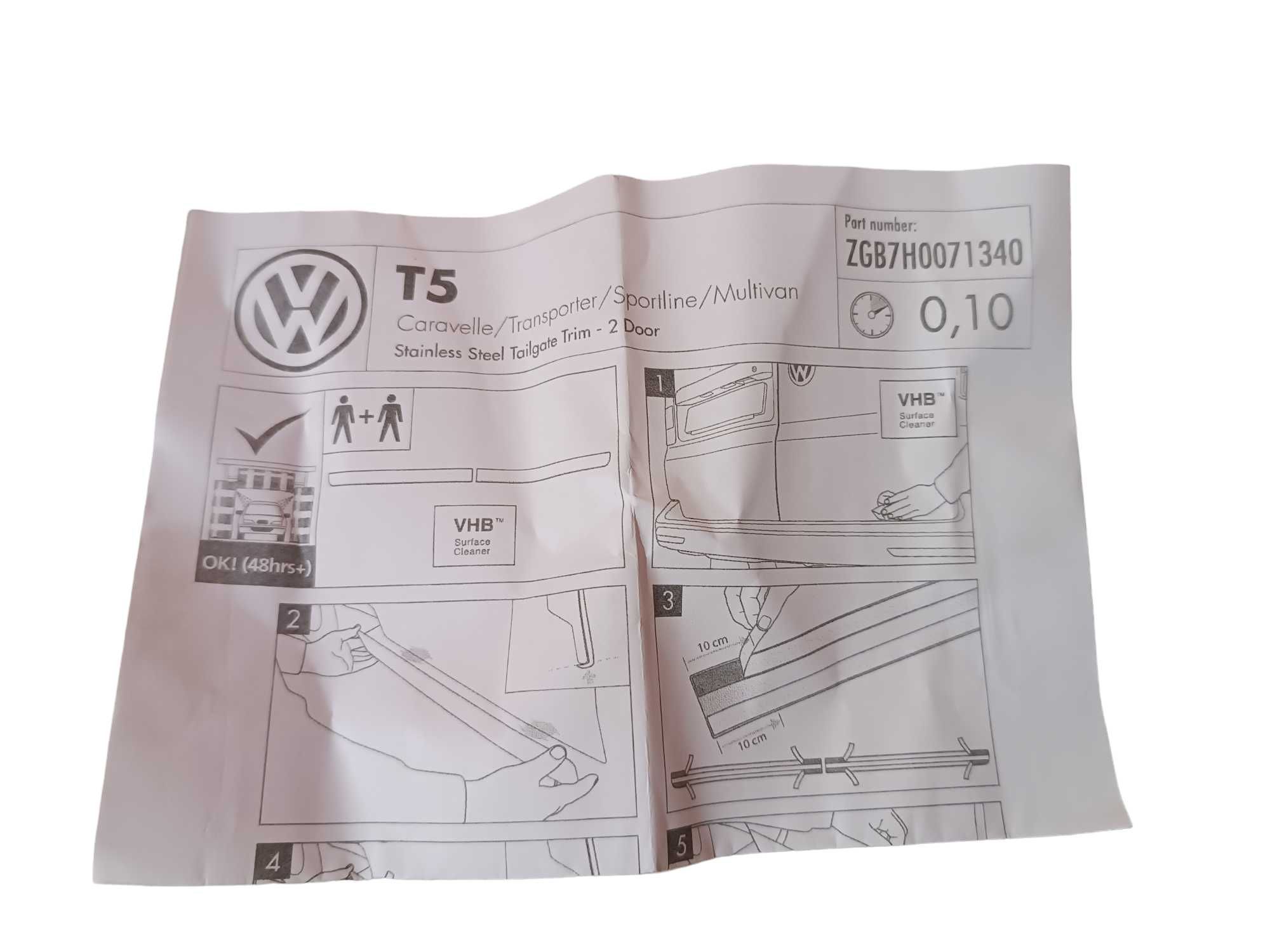 Listwa Chrom Klapy Tył Tylnej VW Transporter T5 03-15r. NOWA ORYGINAŁ