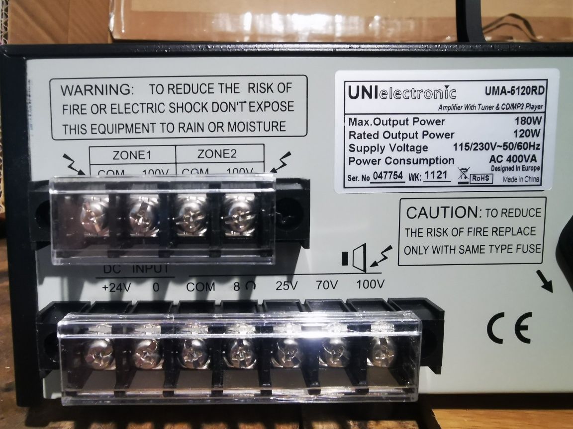 Mixer UMA-5120 RD wzmacniacz miksujący, z radio, odtwarzacz CD