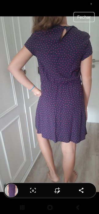 Vestido, S tezenis azul e bolas rosa