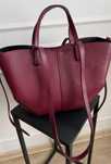 Pollenka shopper bordo skóra naturalna