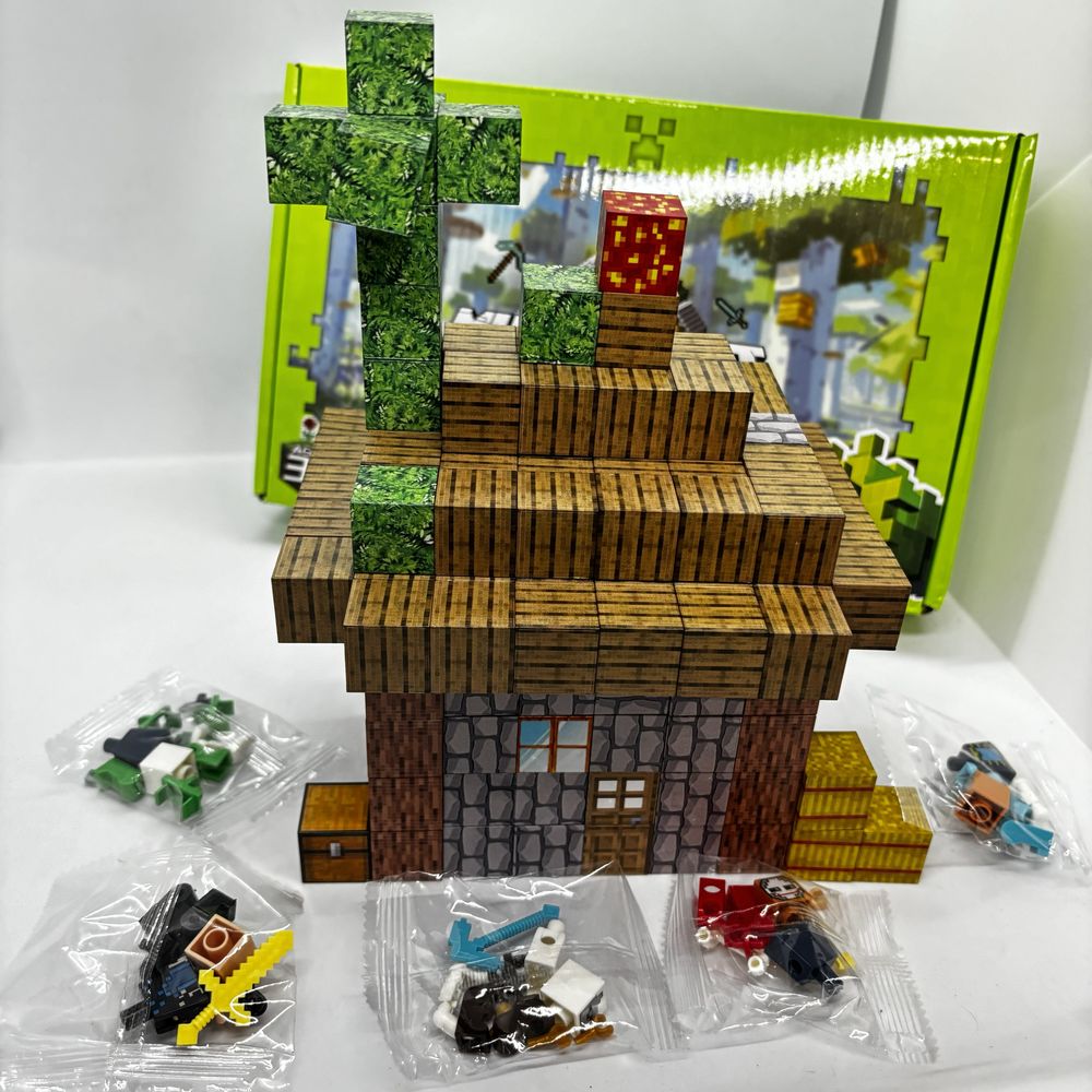178шт +5шт фігурок Магнітний конструктор майнкрафт minecraft будинок