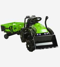 Traktor na akumulator+przyczepa+łopata zielony niebieski