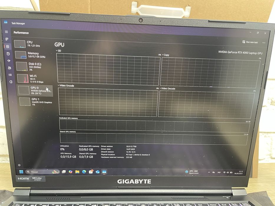 Ігровий ноутбук Gigabyte G6 i7-13620H RTX 4060 16/1TB