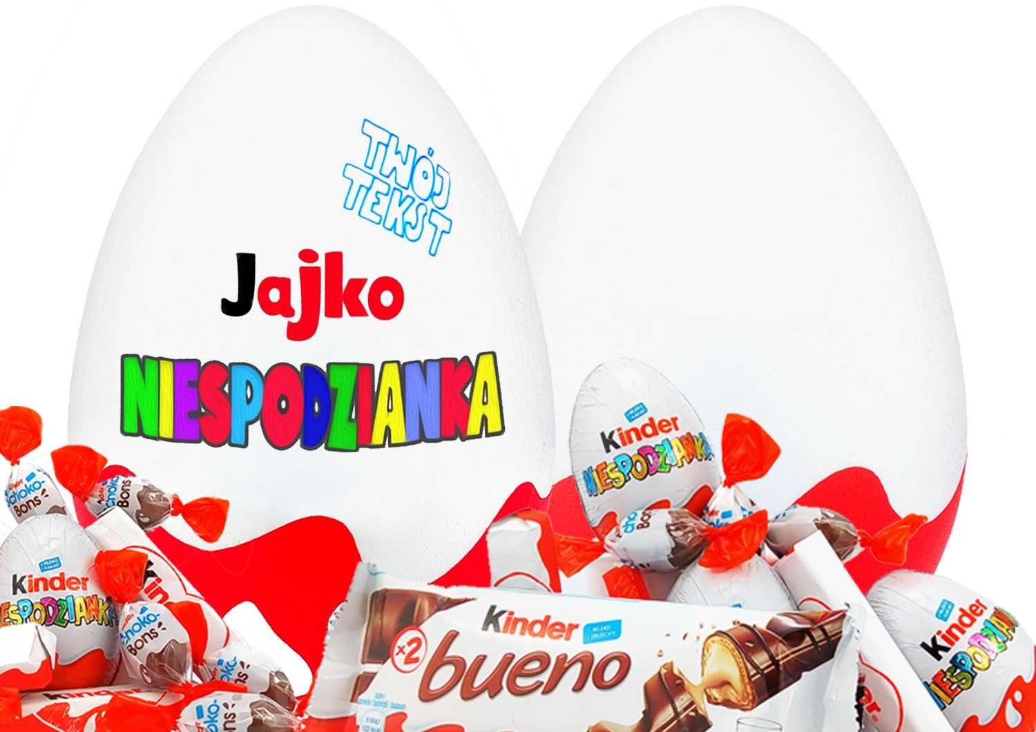 Duże JAJKO Niespodzianka XXL z imieniem personalizowane wielkie kinder