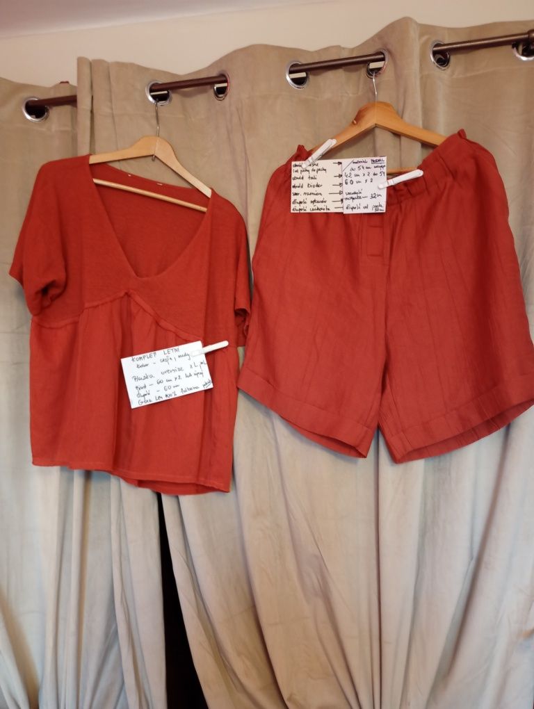 Komplet lniany,jedwabny lato,urlop,praca, wakacje size xlxl
