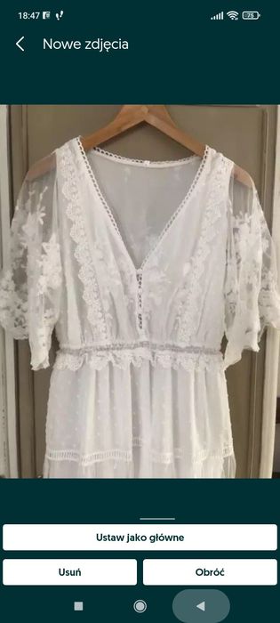 Sukienka długa maxi koronkowa tiulowa Biała zwiewna elegancka wizytowa