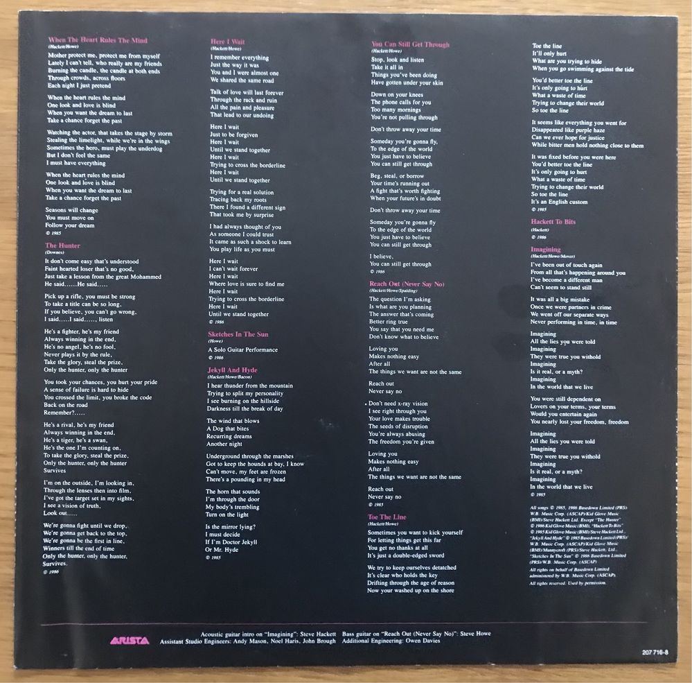 GTR (1986) Vinil - Steve Howe (Yes), Steve Hackett (Genesis)