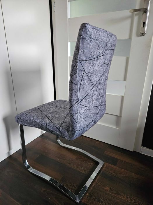 Pokrowce na krzesła elastyczne 4 sztuki wzór szary