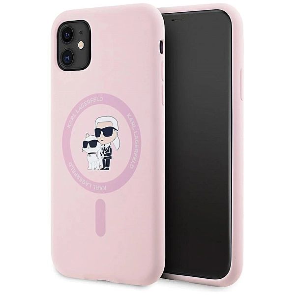 Etui Karl Lagerfeld Silicone Karl&Choupette MagSafe na iPhone 11 - róż