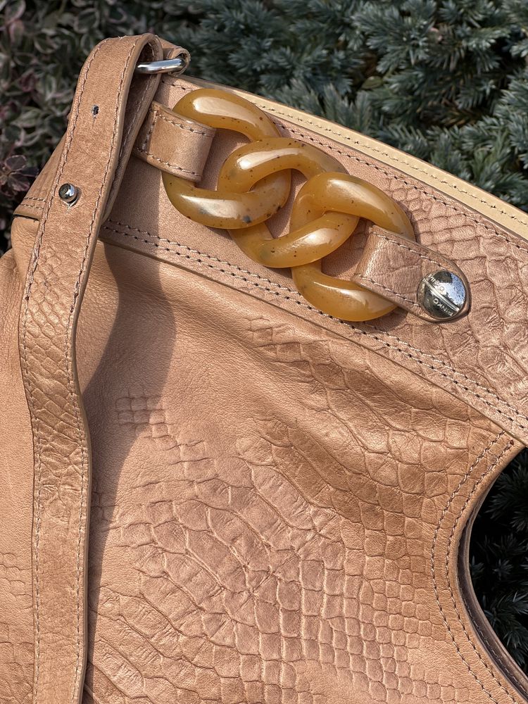 Pinko італія шкіра оригінальна стильна сумка хобо беж/пастель