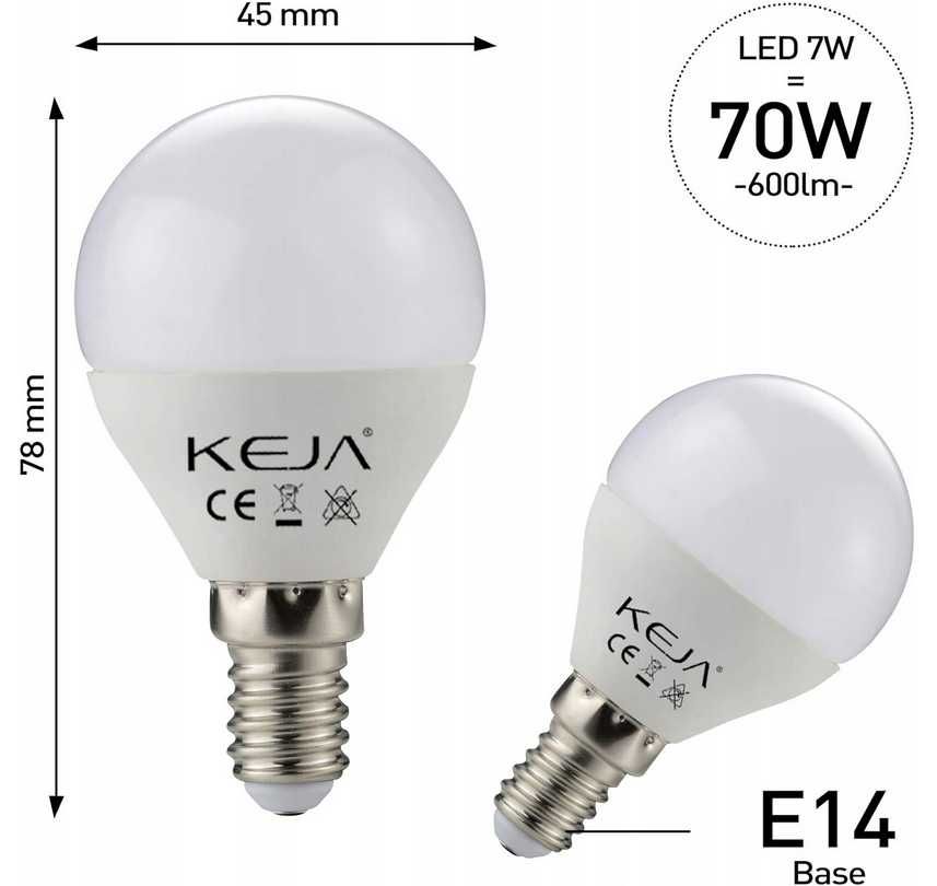 Żarówka LED E14 kulka ciepła biel - KEJA - 5 sztuk