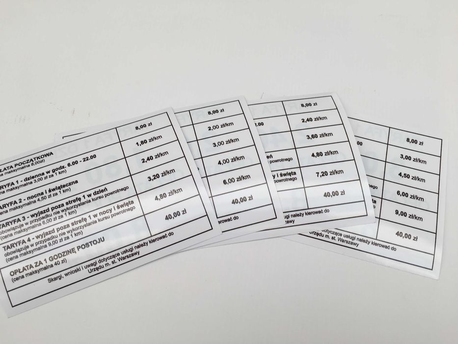 Naklejka opłat na szybę dla miasta st. Warszawy
