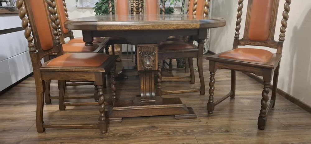 Piękny rustykalny stół dębowy do jadalni