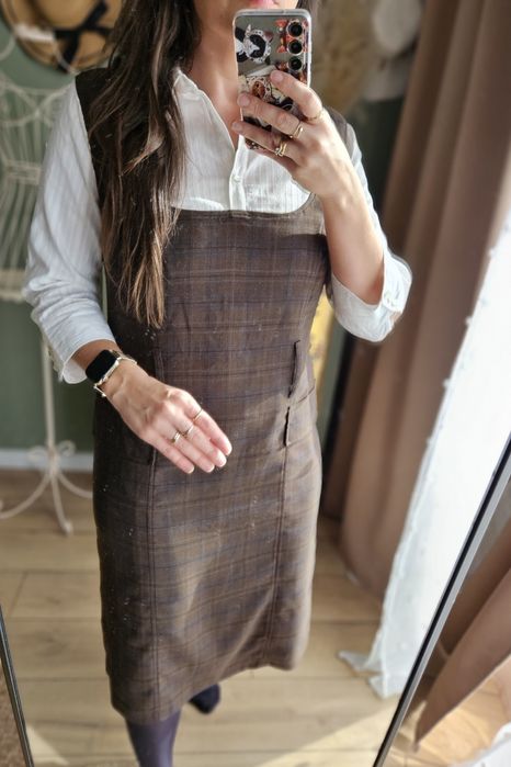 Sukienka damska elegancka  2w1 Marks & Spencer z koszula  krata  XL/L