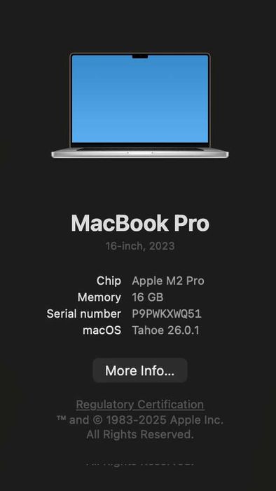 Macbook Pro 16" 2023 / M2 Pro / 16GB Ram / 500GB Disco