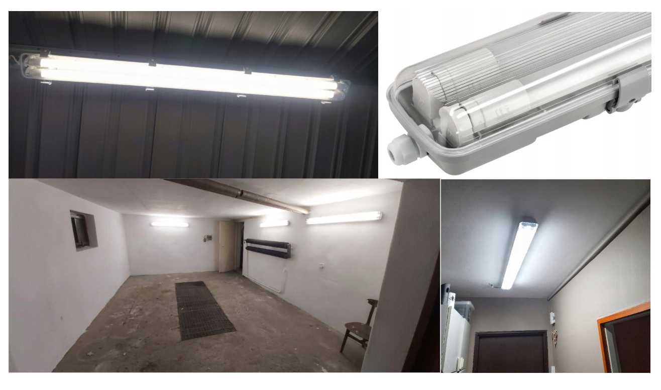 Oprawa hermetyczna lampa 120cm + 2x Świetlówki LED zestaw do garażu