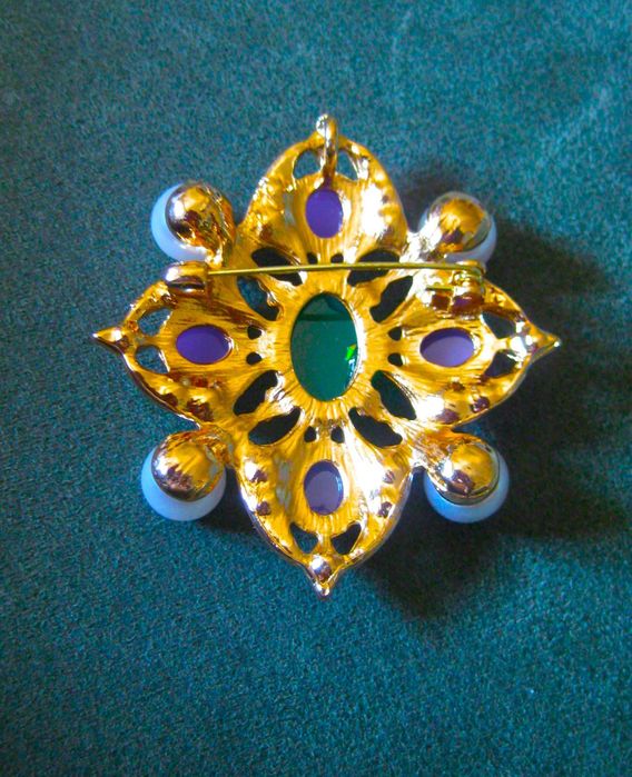 Alfinete / Broche / Pregadeira Geometrico Pedras c/ Perolas NOVO