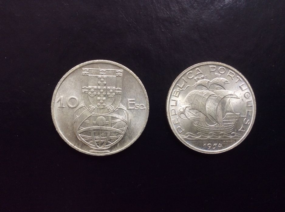 Moeda 10 escudos 1954 e 1955