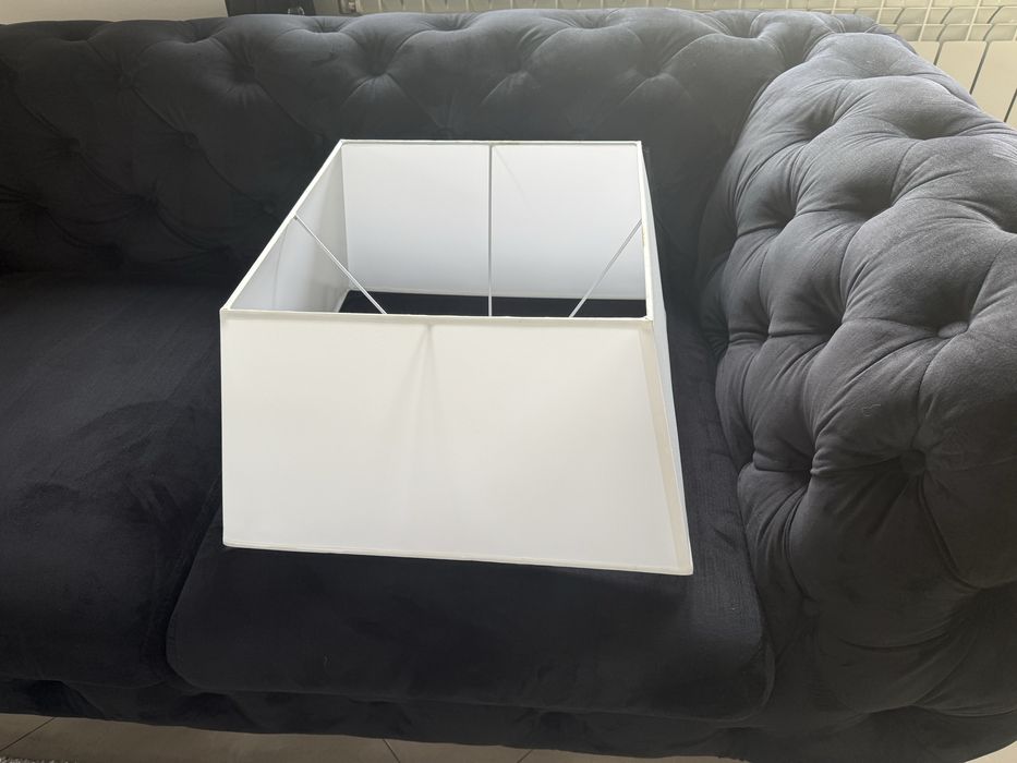 Biały duży stożkowy elegancki abażur J. Nowy 47cm x 36cm x 26cm