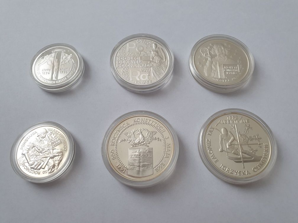 Srebrne monety kolekcjonerskie w stanie menniczym od 1991 do 1998 roku