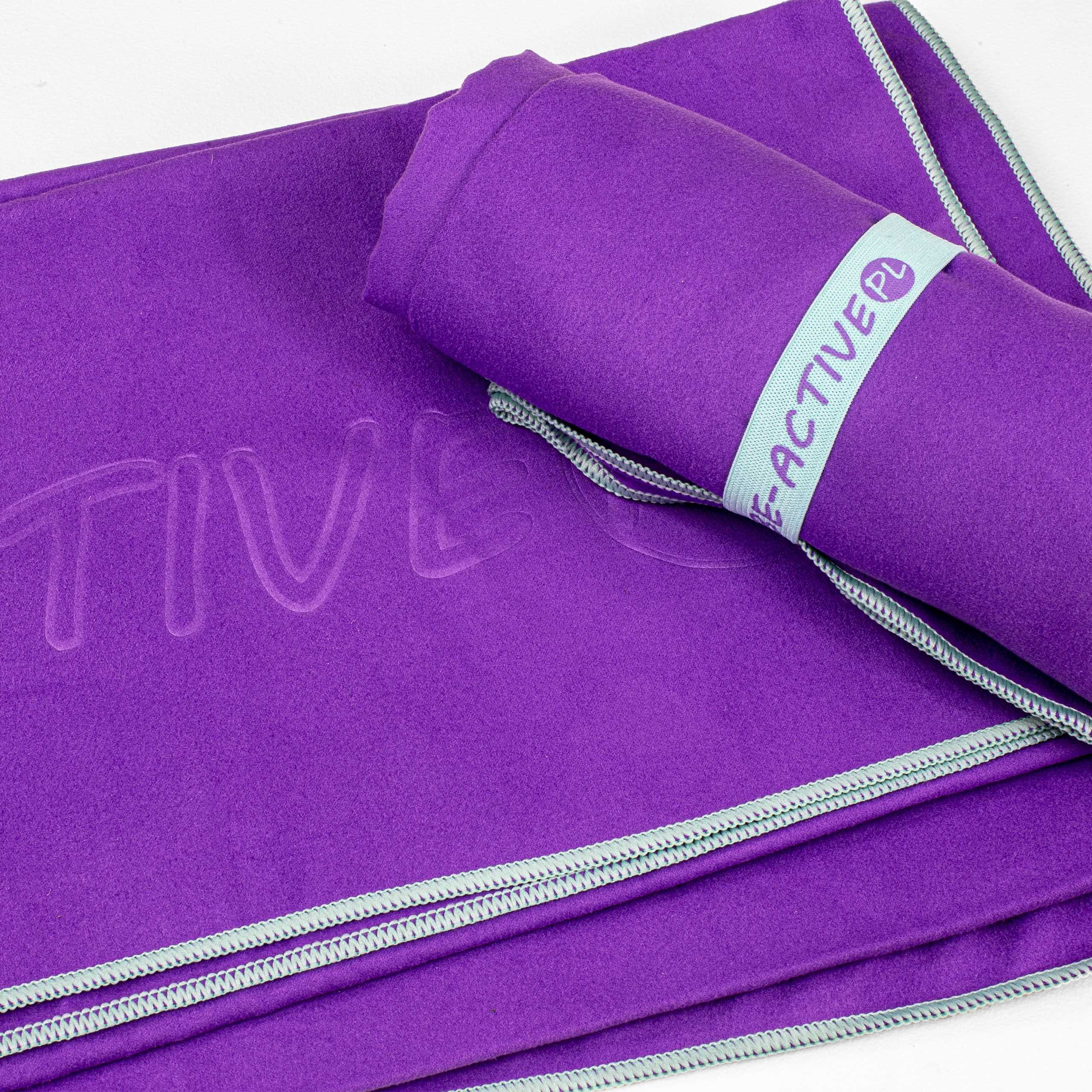 Ręcznik szybkoschnący z mikrofibry 180x100cm fioletowo-turkusowy
