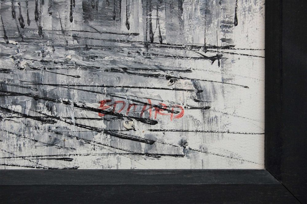 Kościół Mariacki, Kraków, obraz olejny, czarno-biały, impresjonizm