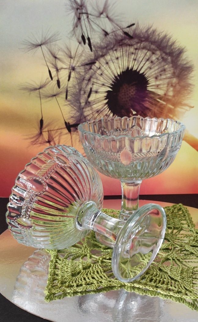 Pucharki Oliwia Ząbkowice 6 sztuk piękne stare szkło komplet