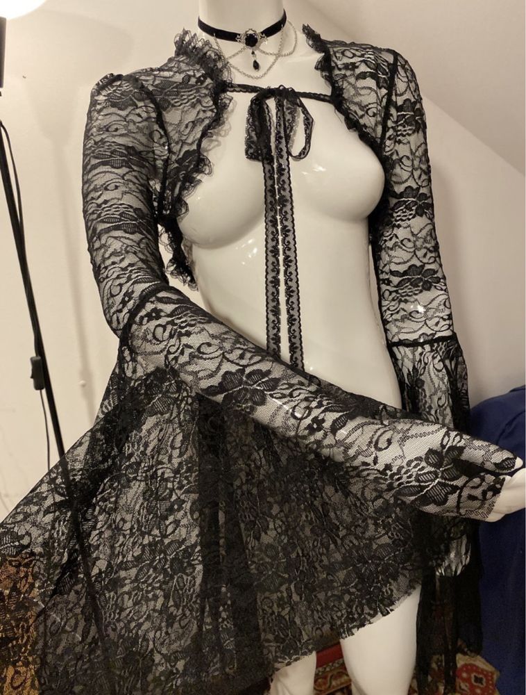 Bolero bolerko koronkowe z szerokimi rękawami alternative lolita gothi