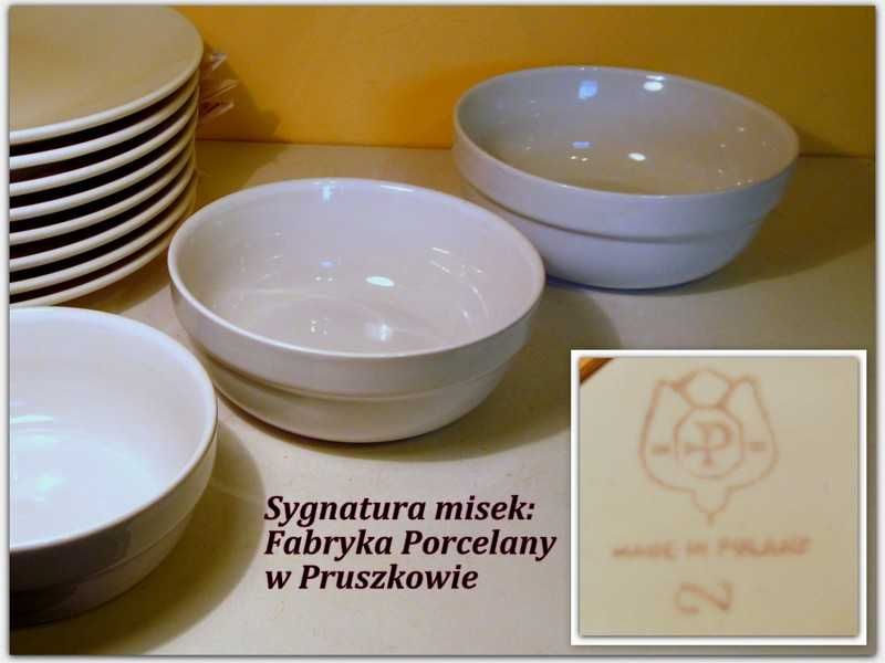 Talerz Vitrified porcelain płaski obiadowy biały + Miska Bolesławiec