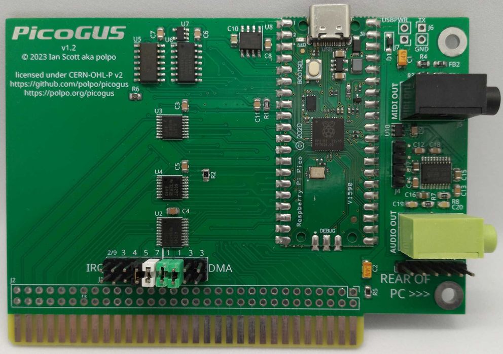 PicoGUS V1.2.Звуковая карта для ретро PC.(функционал GravisUltraSound)