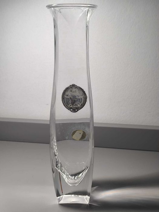 Vaso em Cristal com Aplicação Metálica