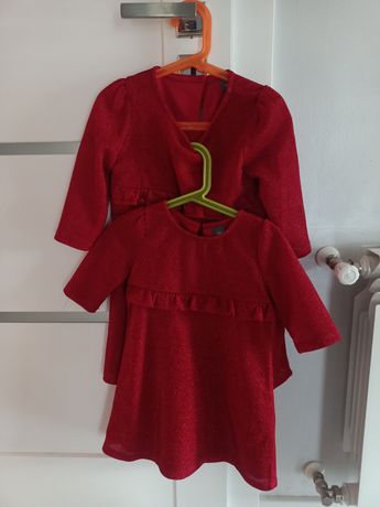 Czerwone sukienki siostry 122 i 104