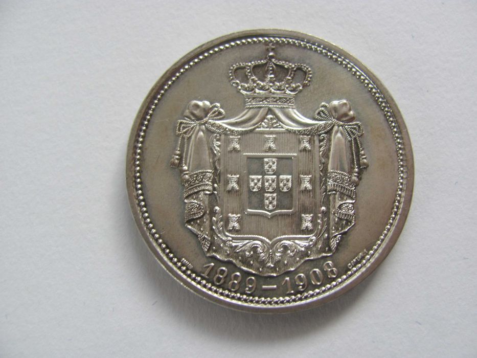 5 medalhas de prata comemorativas, Reis de Portugal, com garantia.