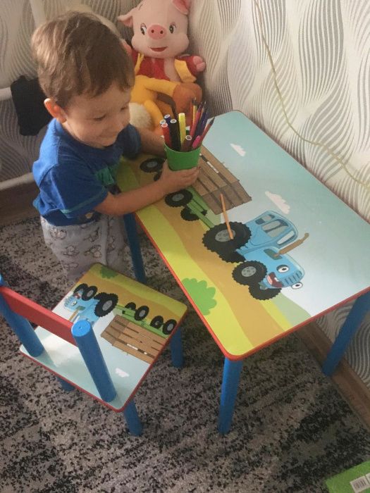 Детский Столик стул "Синий Трактор" парта 1-7 лет Дитячий Столик