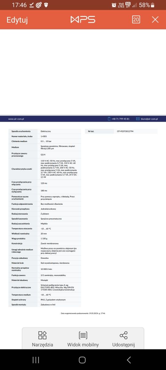 Elektrozawór odcinający MN1H-2-3/4-MS (161731), Festo