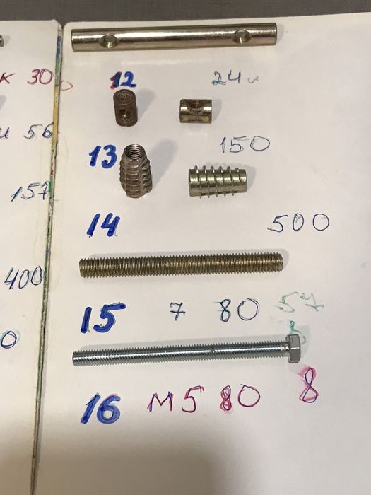 Фурнитура мебельная . Винты мебельные  (желтый цинк )