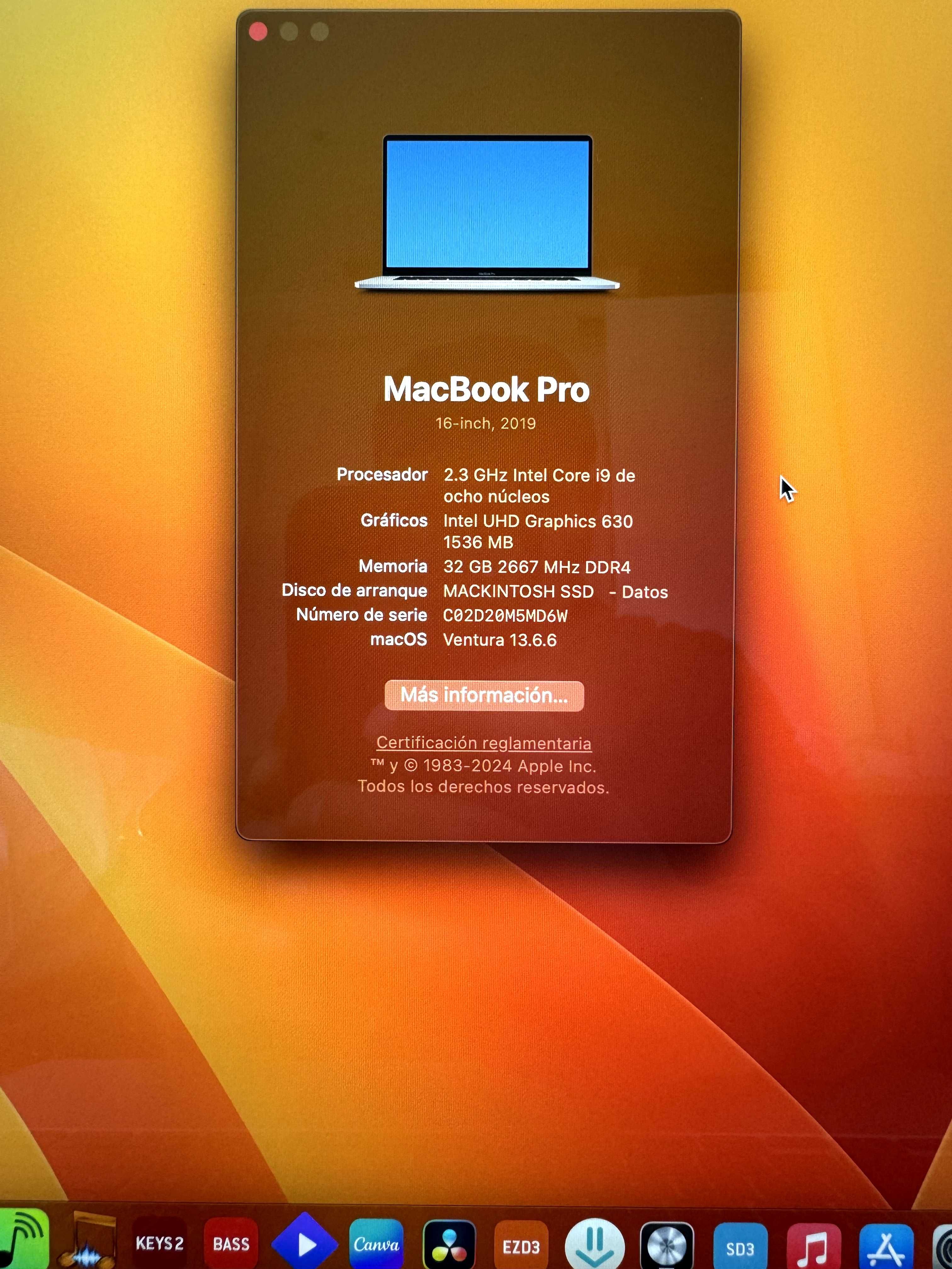 MacBook Pro 16" 2019, Core I9, 32 Gb, 1tb Ssd