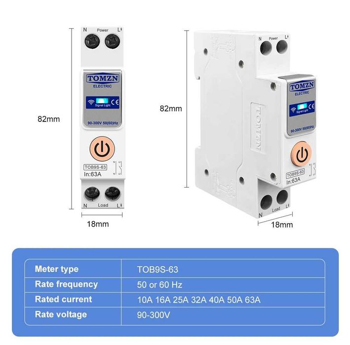TUYA smartlife 63A TOMZN WIFI автомат лічильник енергії реле MCB