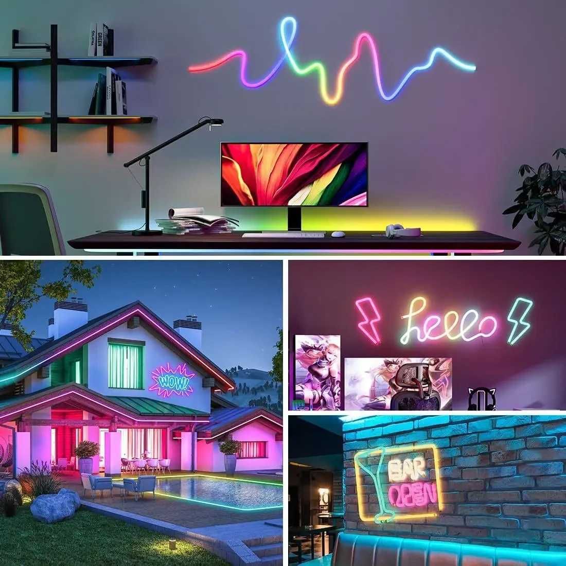 Гнучка неонова USB LED RGB стрічка 5 м з лусковим покриттям