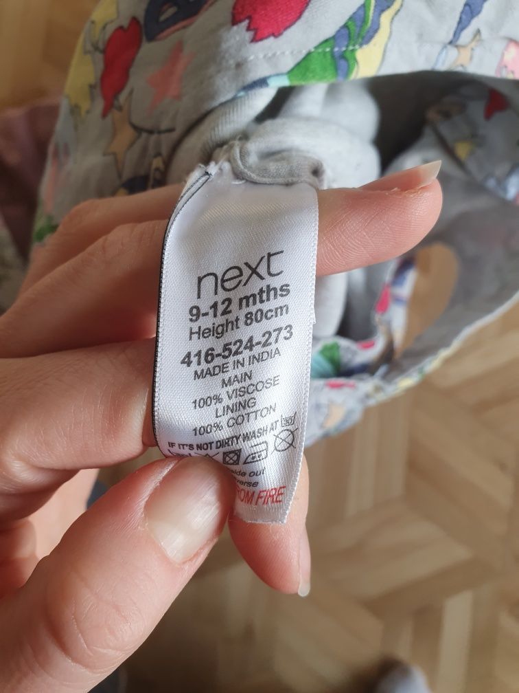 Pajacyk na lato bez rękawów rozmiar 80 next bez stópek