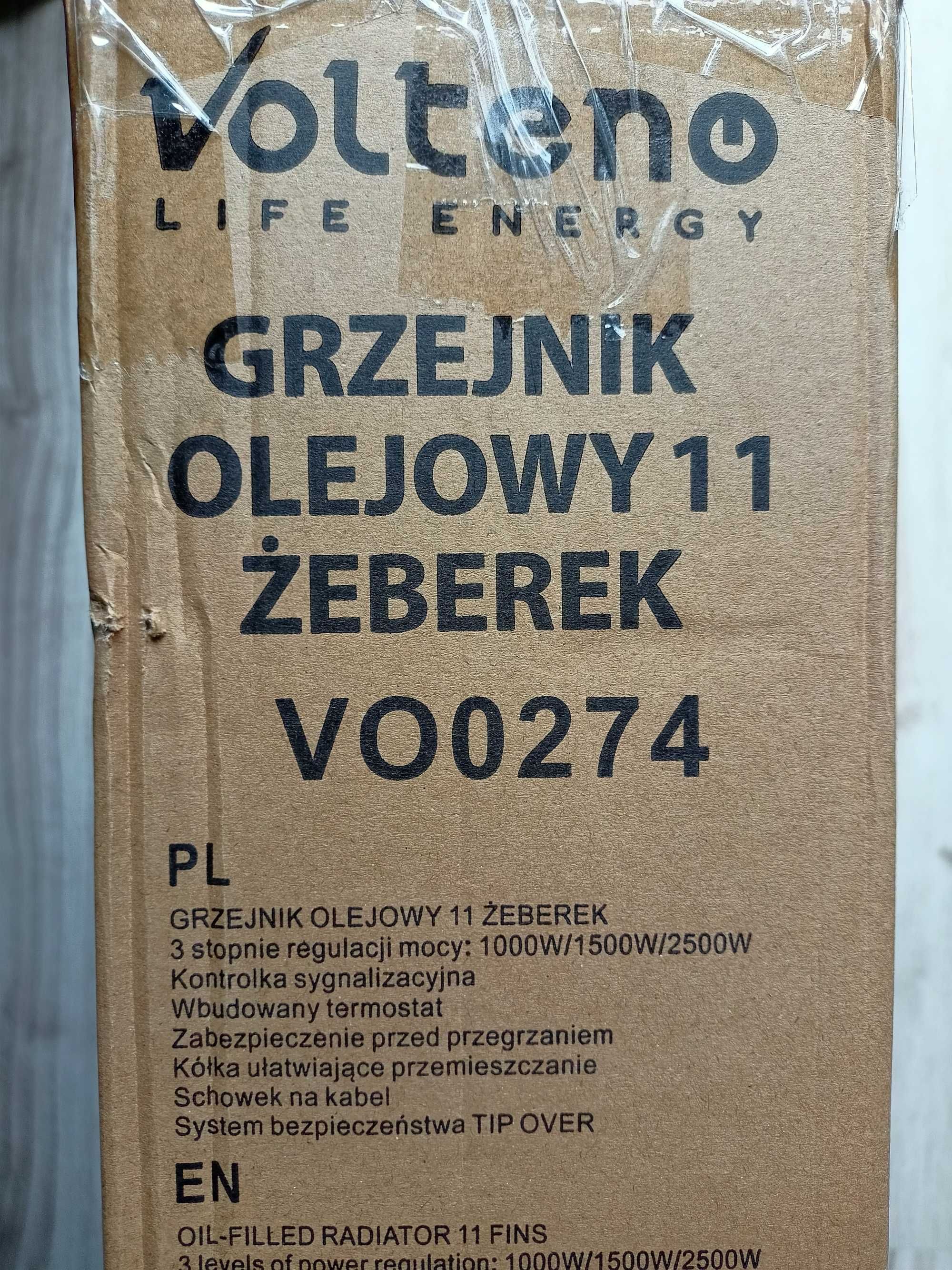 NOWY Grzejnik olejowy 2500W szary VOLTENO 11 żeberek olejak