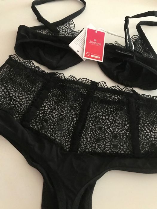 Sharlotte set obsessive чорний комплект білизни з високими трусами