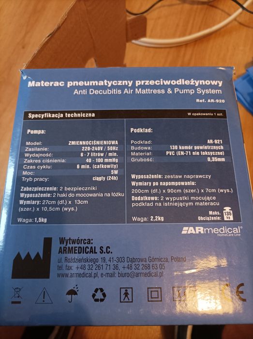 Materac pneumatyczny przeciwodleżynowy - mało używany Warszawa