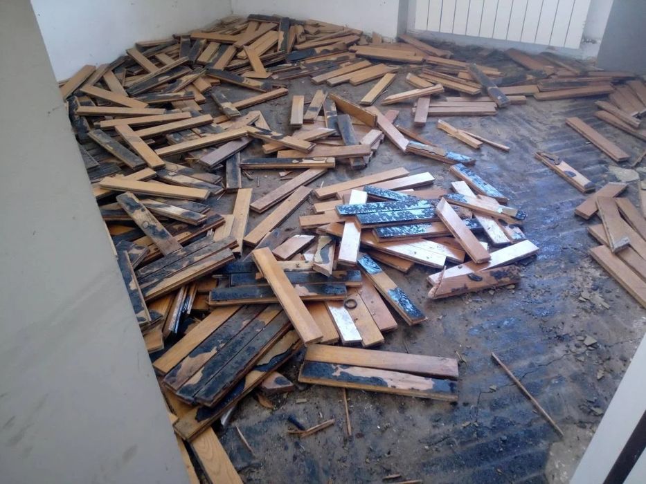 Zrywanie parkietu, usuwanie subitu i kleju, wylewki samopoziomujące